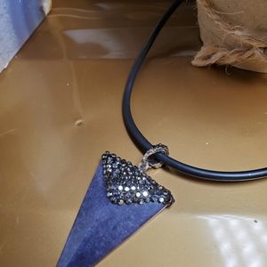 Iolite stone necklace with Swarovski crystals